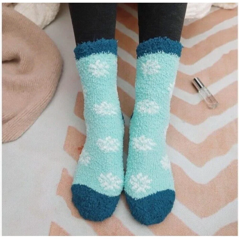 6 Pairs Womens Fuzzy Slipper Socks Winter Warm Soft Cozy MultiColor 9-11